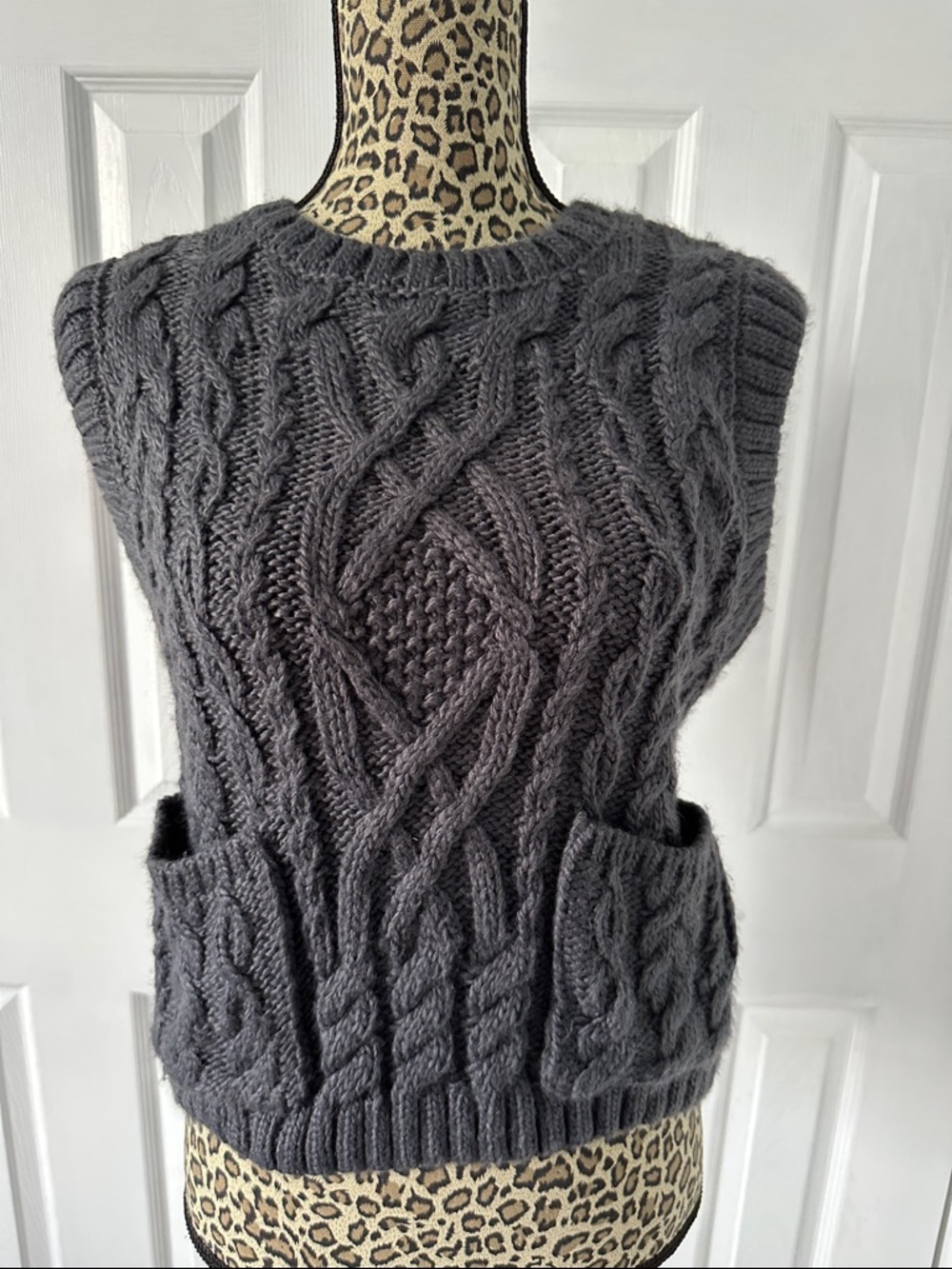 Jason Wu Charcoal Cable Knit Sleeveless Sweater Vest